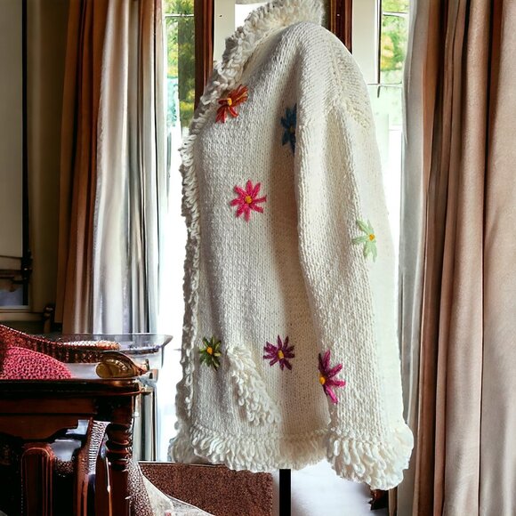 ARTESANIAS  INTI RAYMI ( L/XL ) Chunky Knit Wool/Cotton Sweater - Picture 3 of 7